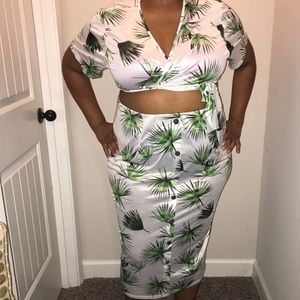 Shein Two Piece Tropical Skirt Set